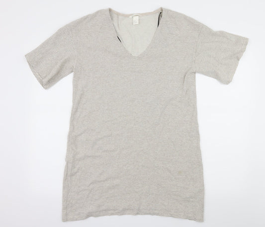 H&M Womens Ivory Striped Jersey Basic T-Shirt Size S