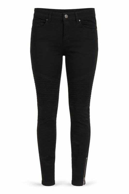 Front view of H&M women’s black denim jegging jeans, size UK 8, 29-inch leg