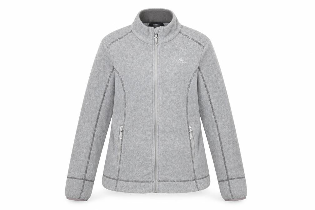 Front view of Decathlon women’s grey full zip sweatshirt, size S