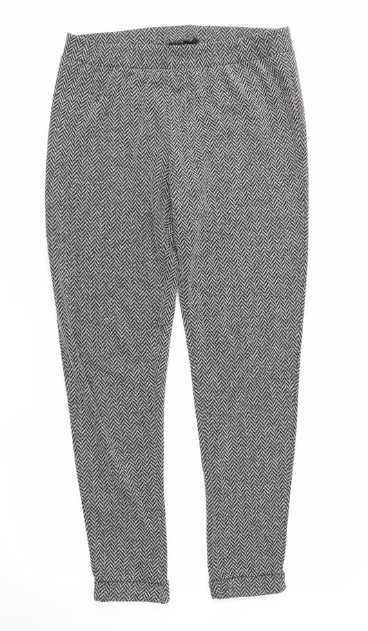 WAREHOSUE Womens Grey Geometric  Trousers  Size 10 L29 in