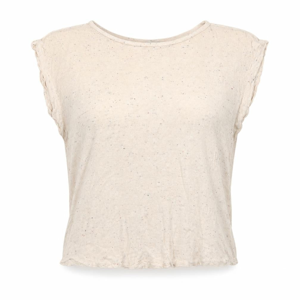 Front view of Oasis women’s ivory jersey blouse, size M