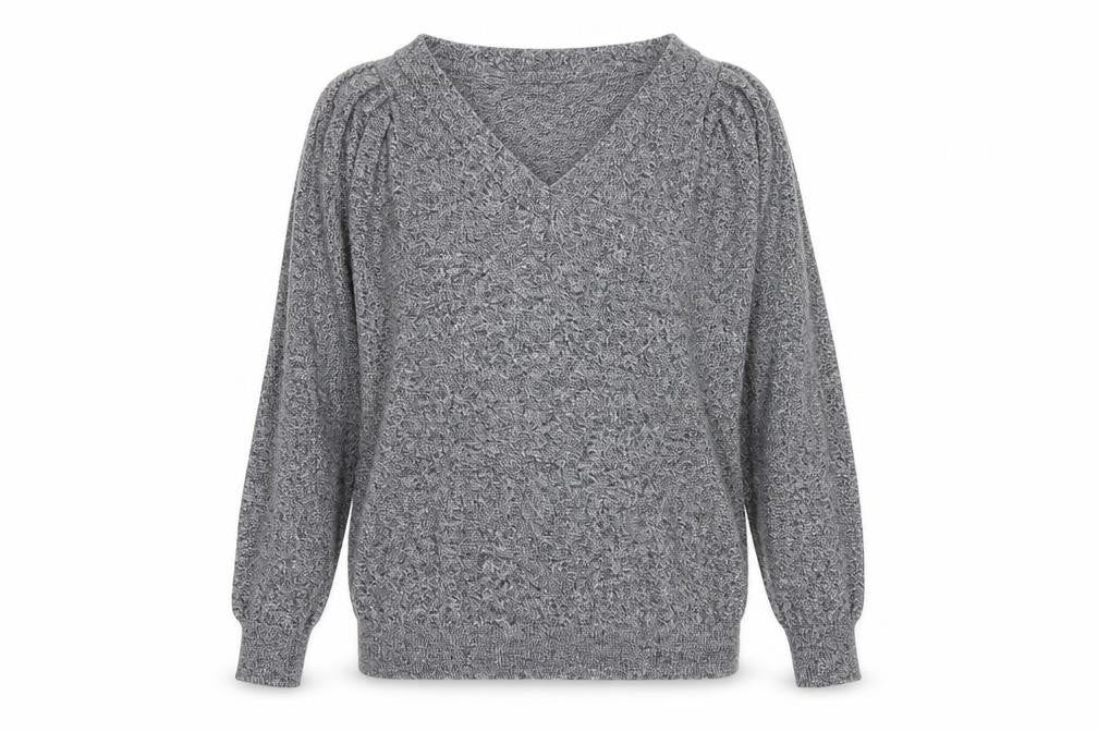 Front view of Marks & Spencer women’s grey knit jumper, size UK 8