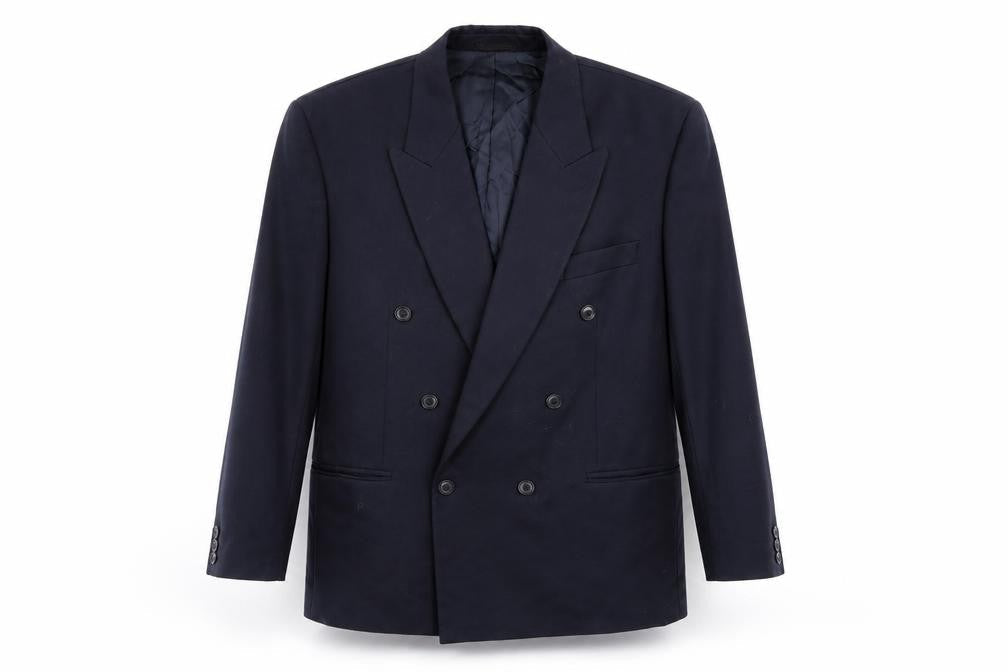 Front view of Horne Brothers men’s blue rayon jacket suit jacket, size 44