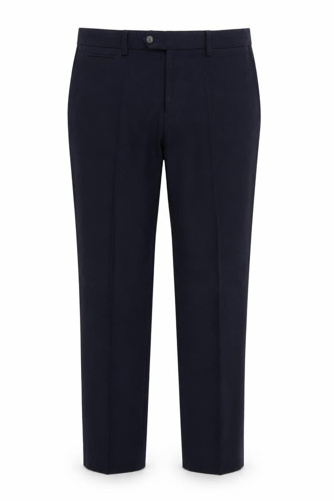 Front view of Next men’s blue rayon dress pants trousers, 29-inch leg