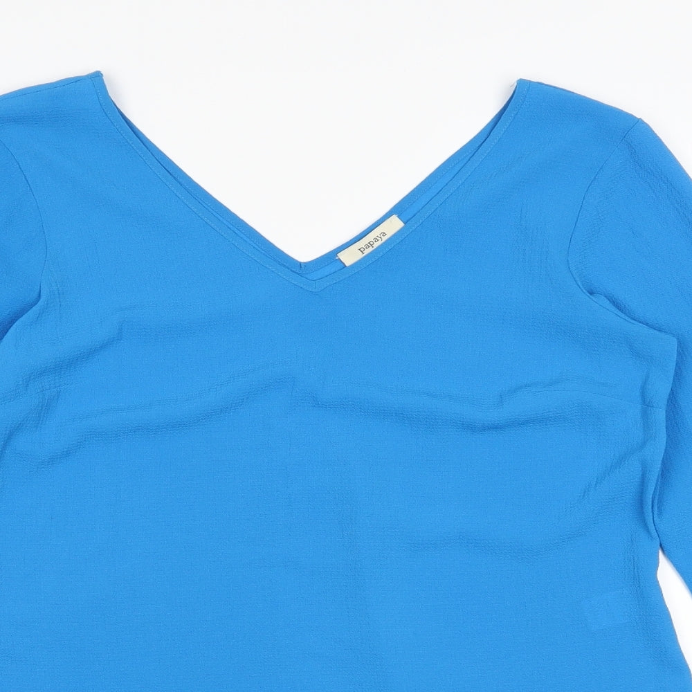 Papaya Womens Blue   Basic Blouse Size 10