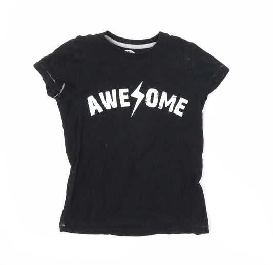 Matalan Boys Black   Basic T-Shirt Size 6 Years  - Awesome