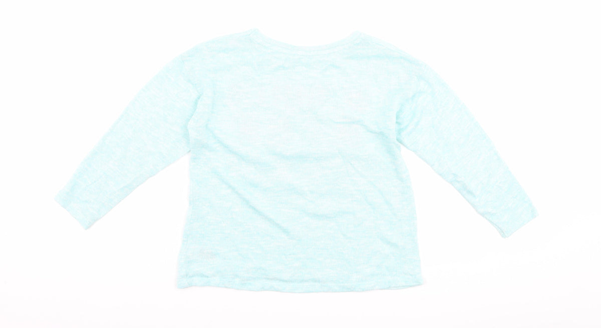 Back view of St Bernard girls’ blue basic t-shirt, size 6, years - slogan
