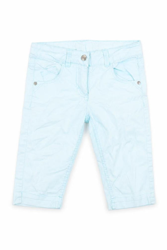 Front view of Avenue girls’ blue cargo shorts, size 8, years