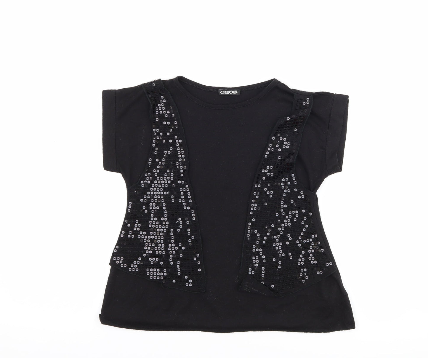 Cherokee Girls Black   Basic T-Shirt Size 6-7 Years