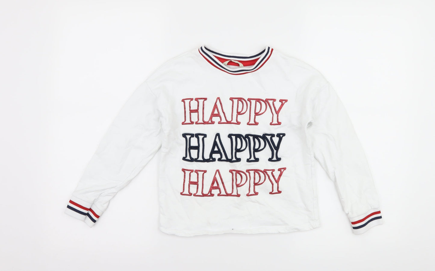 George Boys White   Pullover Sweatshirt Size 8-9 Years  - happy
