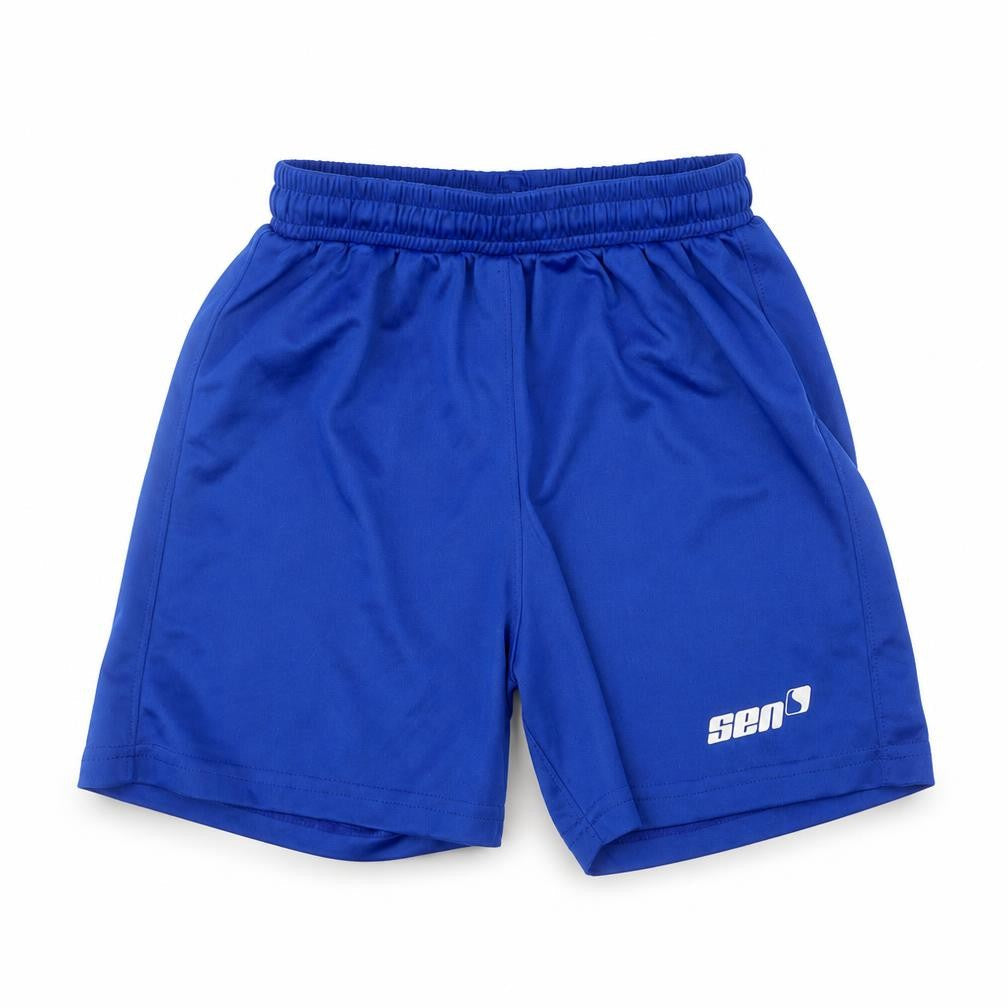 Front view of sen sport boys’ blue sweat shorts, size 2, years