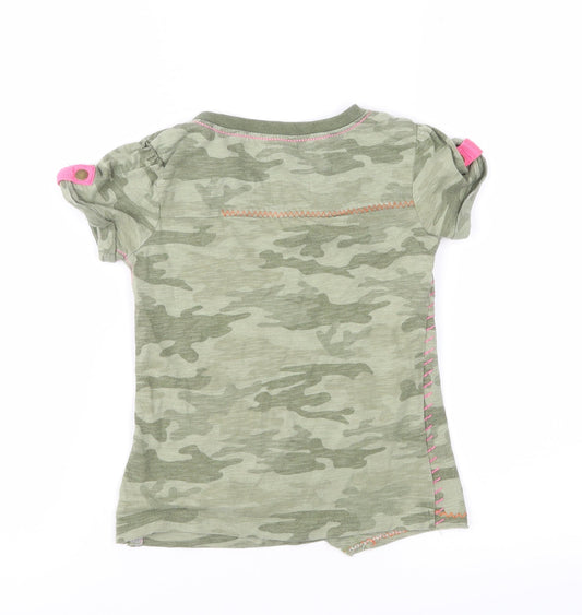 NEXT Girls Green Camouflage  Pullover T-Shirt Size 5 Years