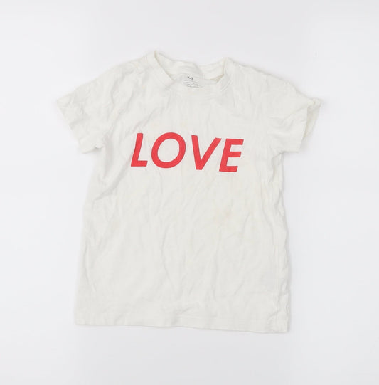 H&M Girls White   Pullover T-Shirt Size 3-4 Years