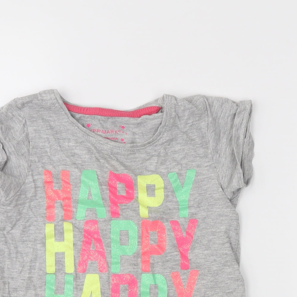 Primark Girls Grey   Basic T-Shirt Size 5-6 Years