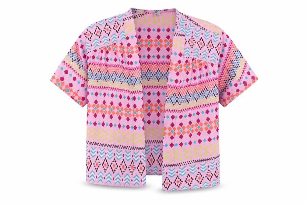 Front view of Tu girls’ multicoloured geometric basic button-up, size 6, years