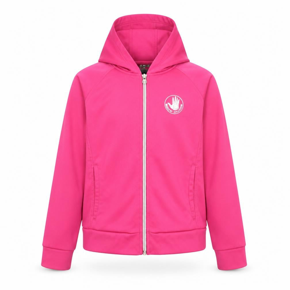 Front view of Body Glove girls’ pink full zip hoodie, size 8, years