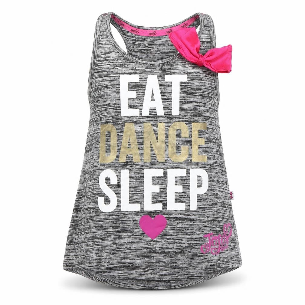 Front view of Jojo Siwa girls’ grey basic tank, size 7-8, years