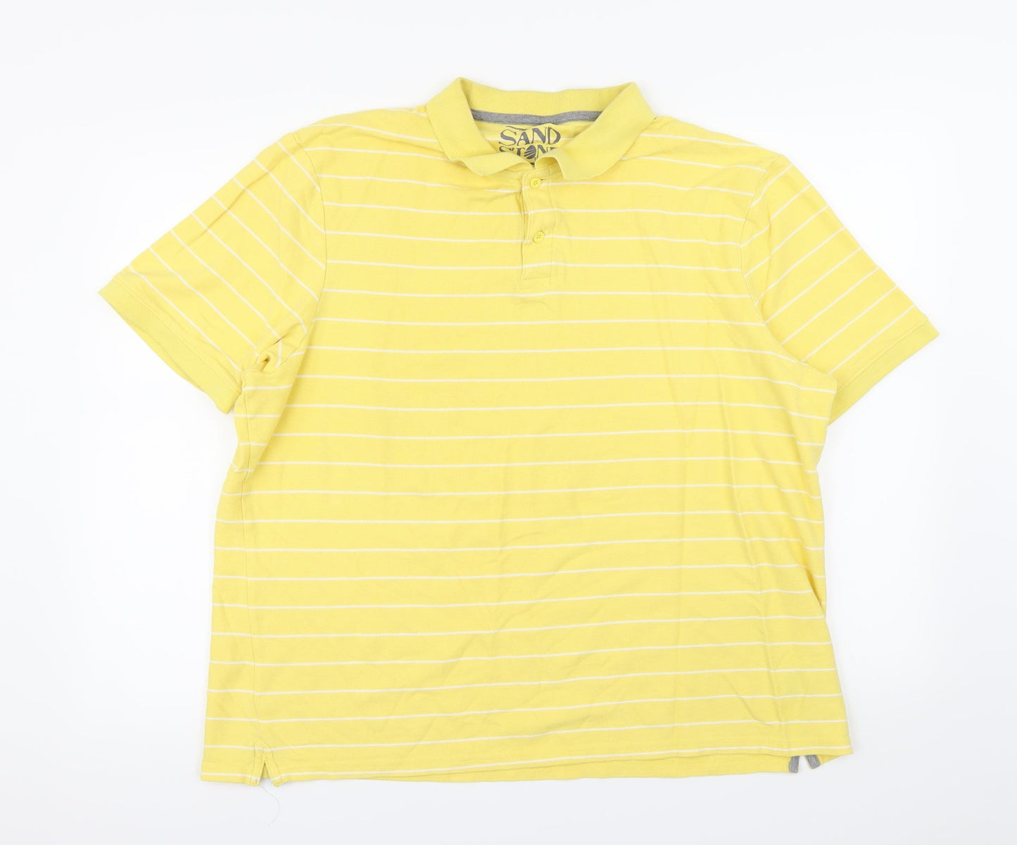 Sand stone Mens Yellow Striped   Polo Size XL