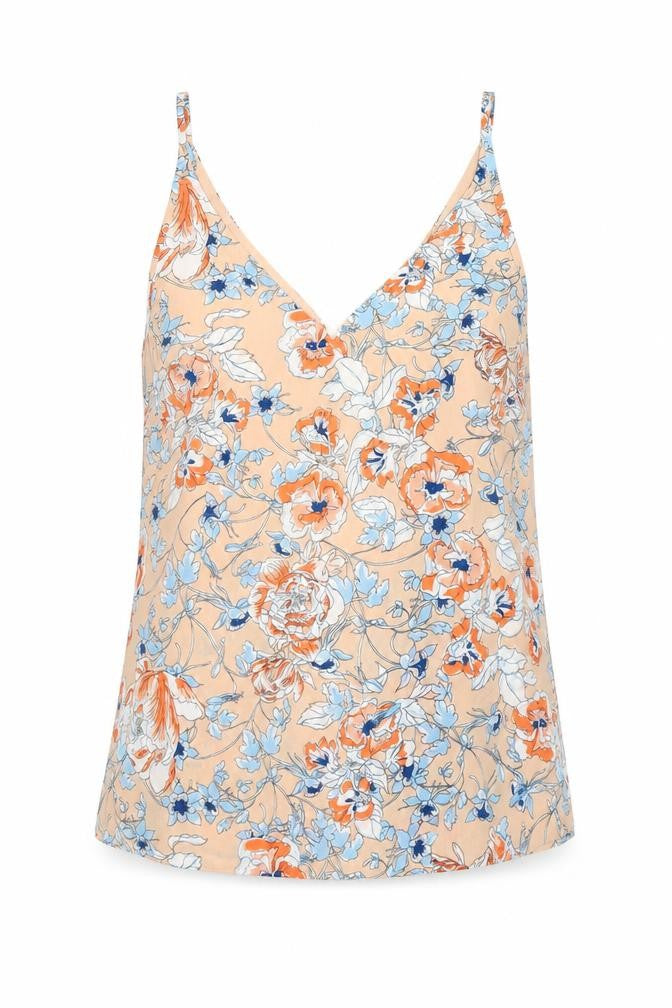 Front view of Papaya women’s orange floral camisole t-shirt, size UK 8