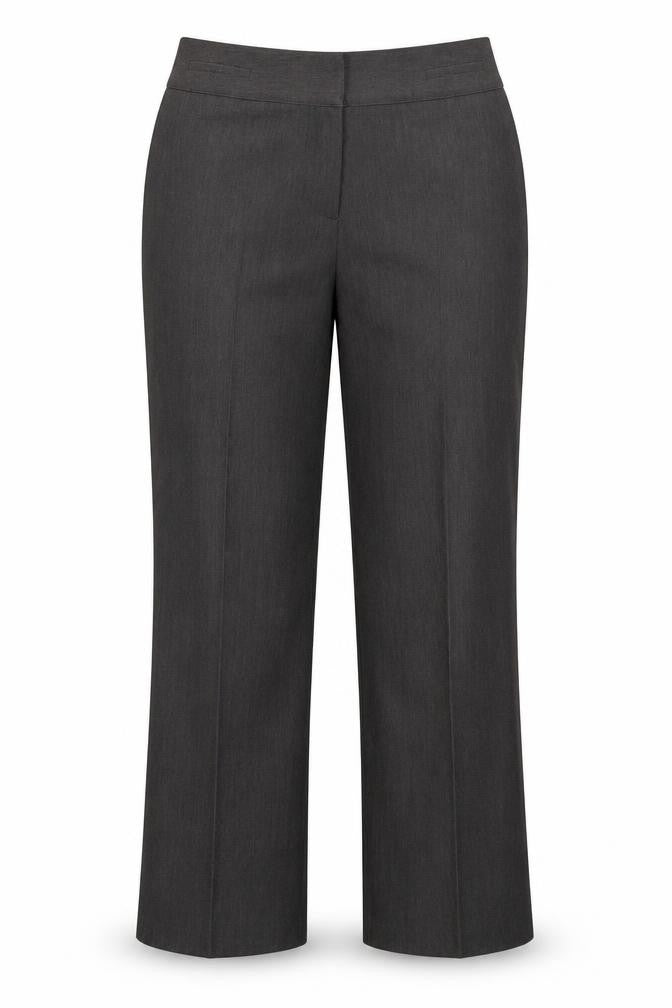 Front view of Bonmarché women’s grey trousers, size UK 16, 27-inch leg