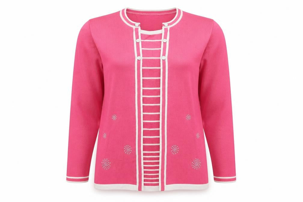 Front view of Fay Louise women’s pink jumper, size XL
