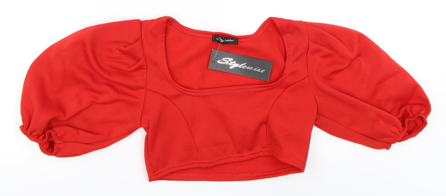 Stylewise Womens Red   Cropped Blouse Size L