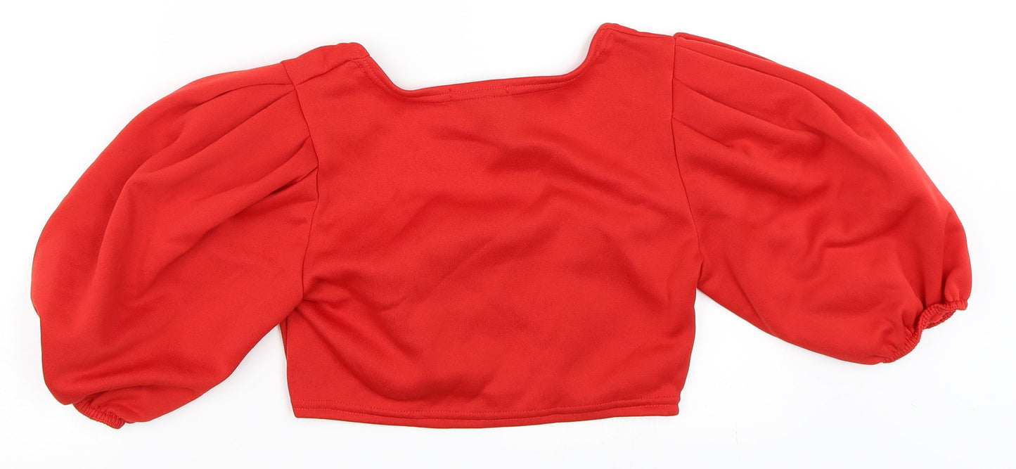 Stylewise Womens Red   Cropped Blouse Size L