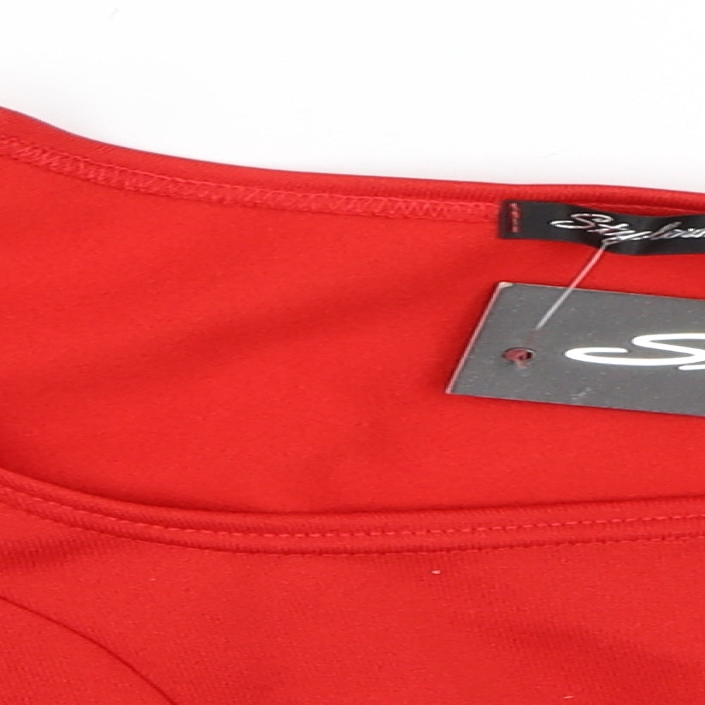 Stylewise Womens Red   Cropped Blouse Size L