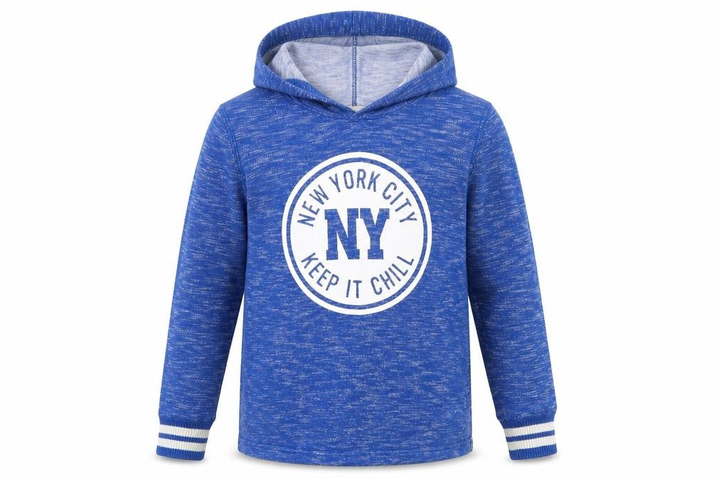 Front view of H&M girls’ blue pullover hoodie, size 11-12, years