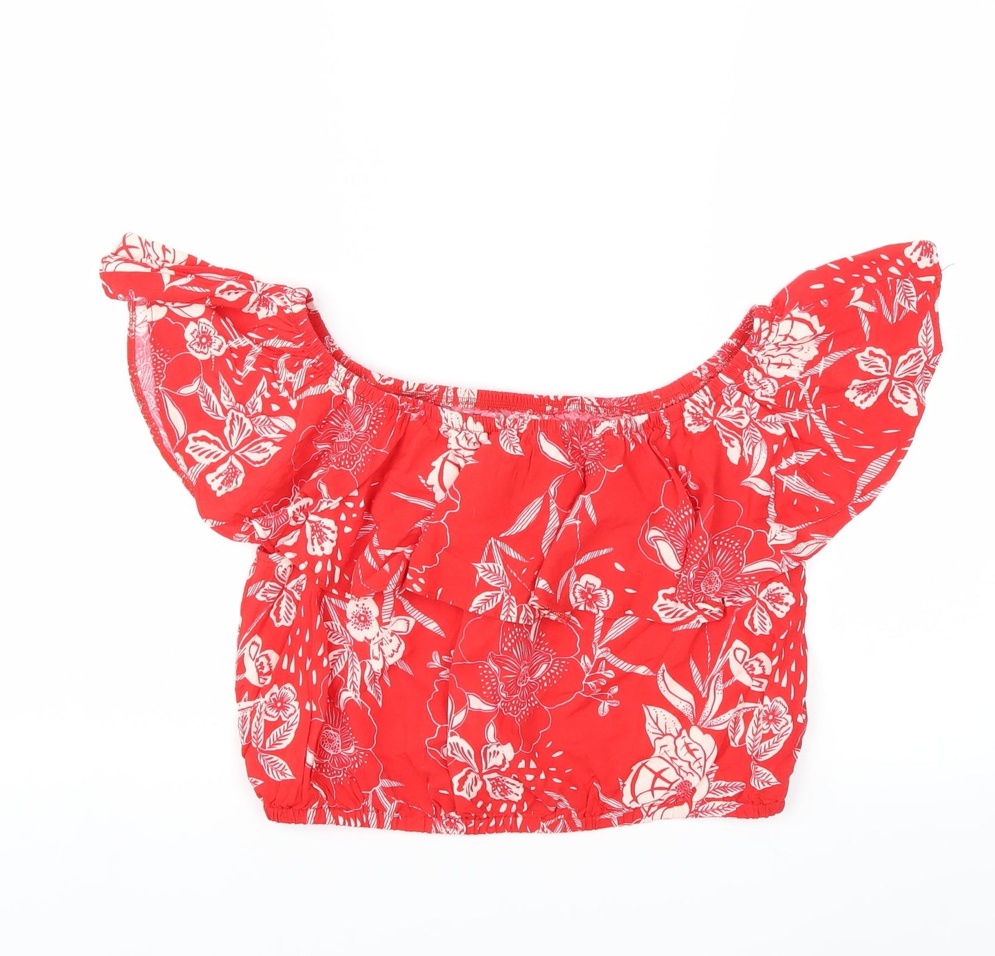 New Look Womens Red Floral  Basic Blouse Size 14