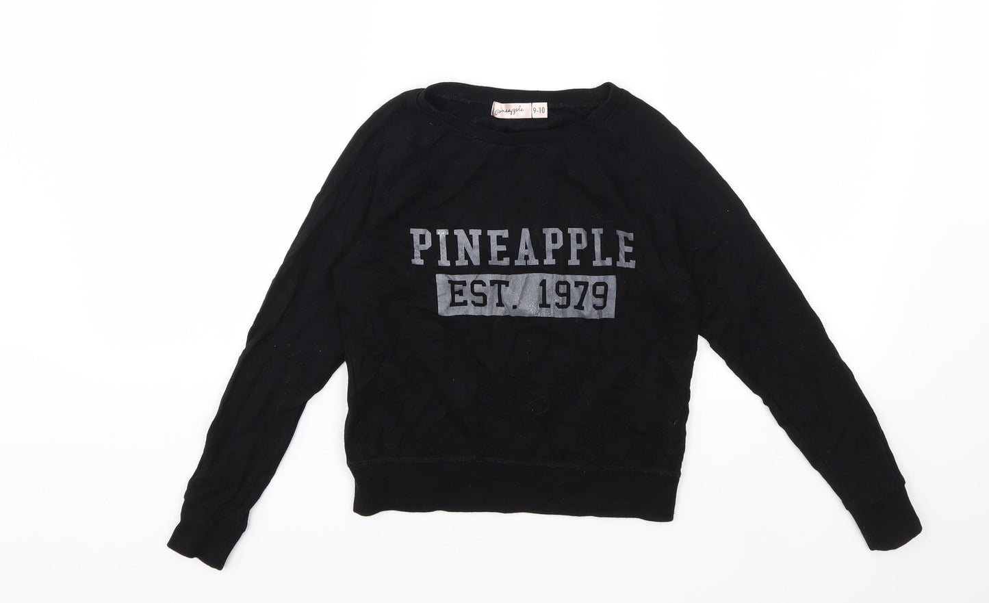 Pineapple Girls Black   Pullover Sweatshirt Size 9-10 Years