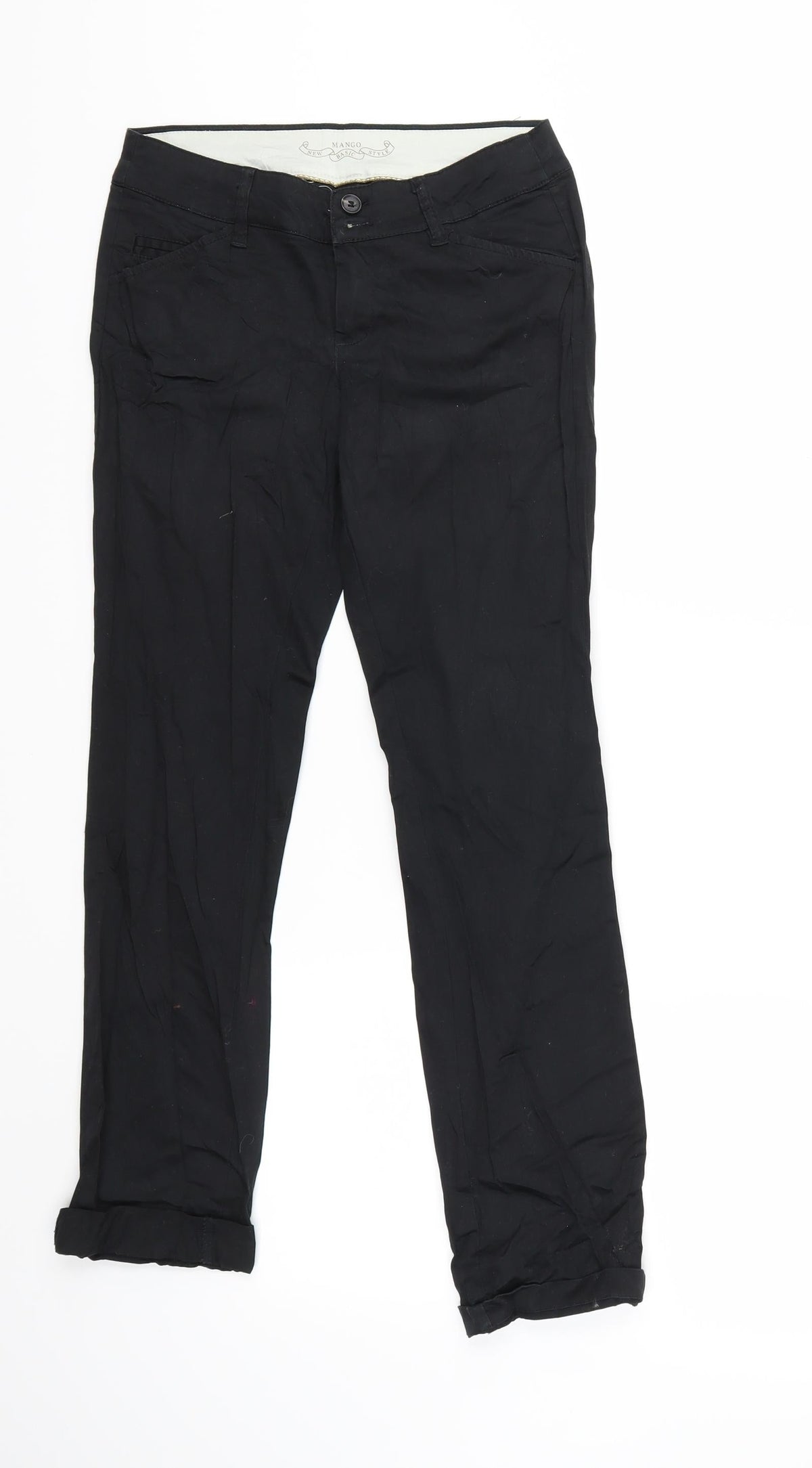 Front view of Mango women’s blue trousers, size UK 26, in, 25-inch leg