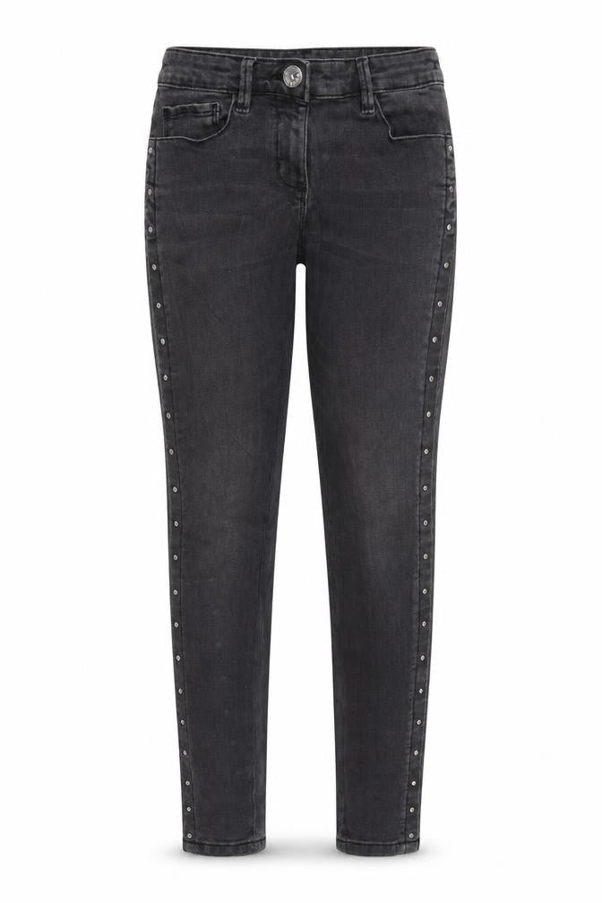 Front view of Next girls’ black denim skinny jeans, size 12, years