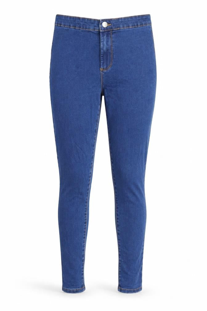 Front view of Denim & Co. women’s blue denim skinny jeans, size UK 10, 25-inch leg