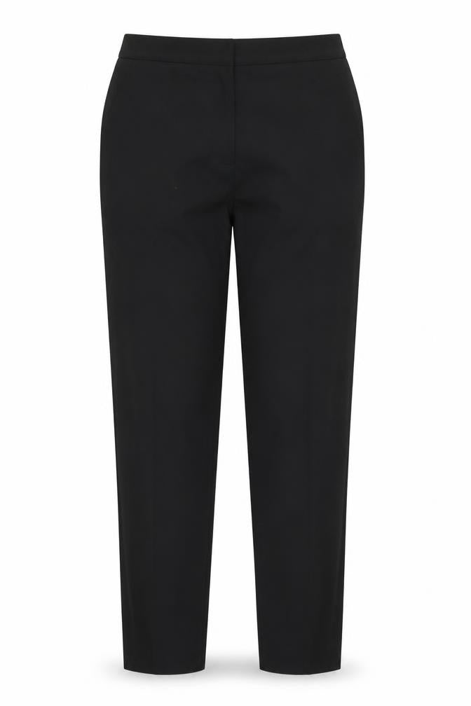 Front view of Uniqlo women’s black trousers, size UK 24, in, 28-inch leg
