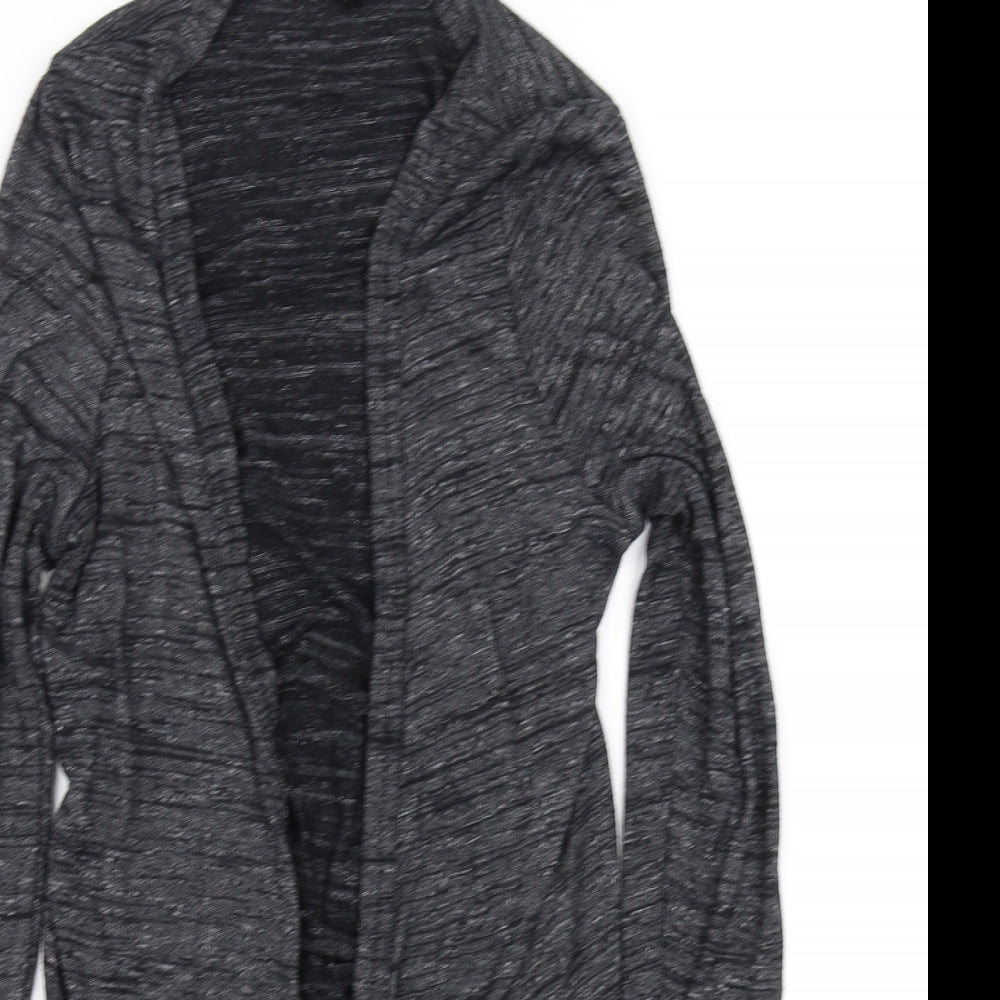 Close-up detail of New Look women’s grey cardigan jumper, size UK 12
