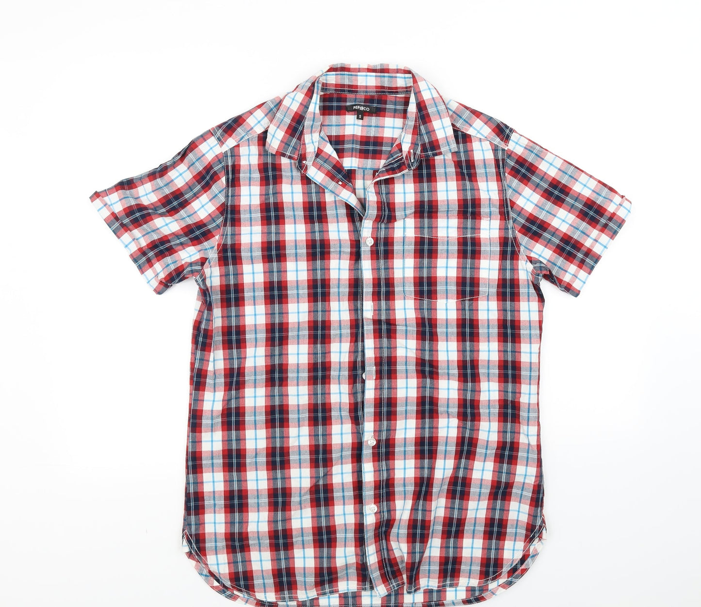 pep & co Mens Red Check   Button-Up Size S