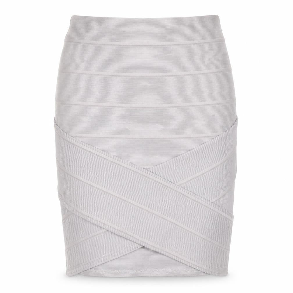 Front view of Miss Selfridge women’s grey a-line skirt, size UK 8