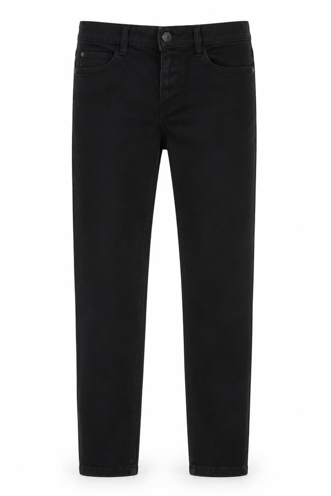 Front view of denim co women’s black straight jeans, size UK 10, 26-inch leg