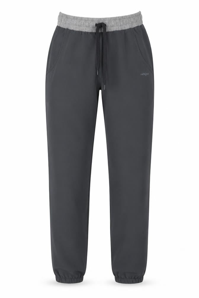 Front view of maxed women’s grey trousers, size S, 28-inch leg