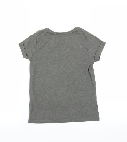 Primark Girls Grey   Basic T-Shirt Size 7-8 Years  - Good Vibes Only