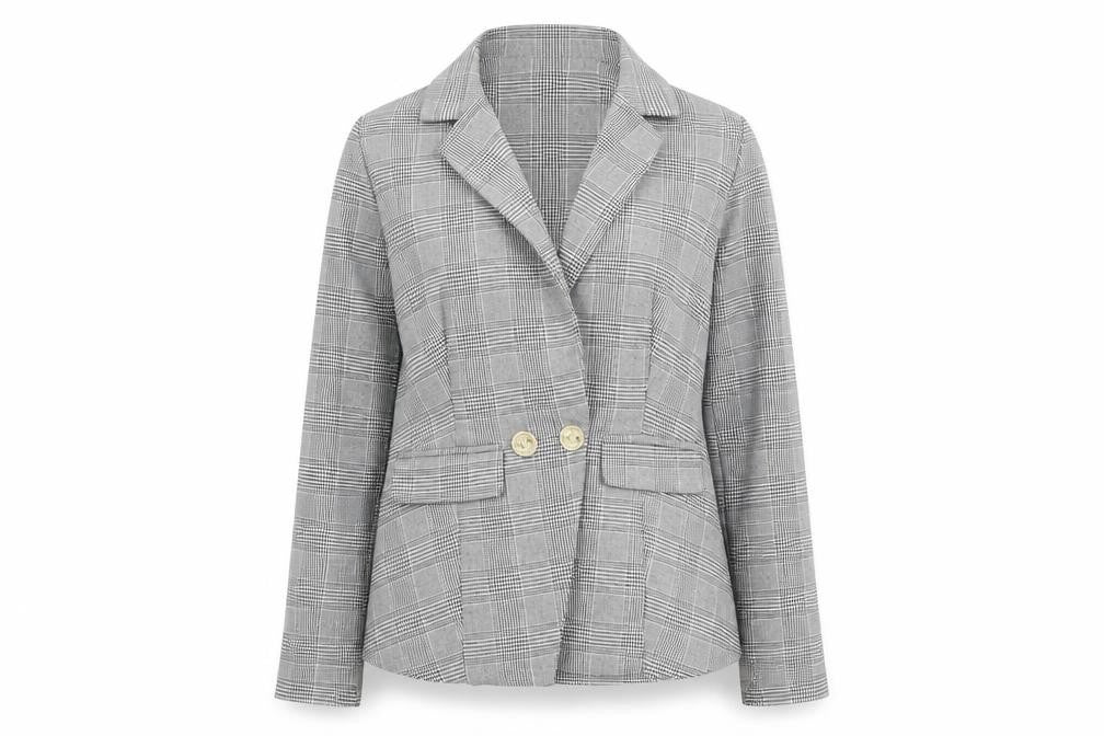 Front view of Love & Other things women’s black houndstooth jacket blazer, size XS