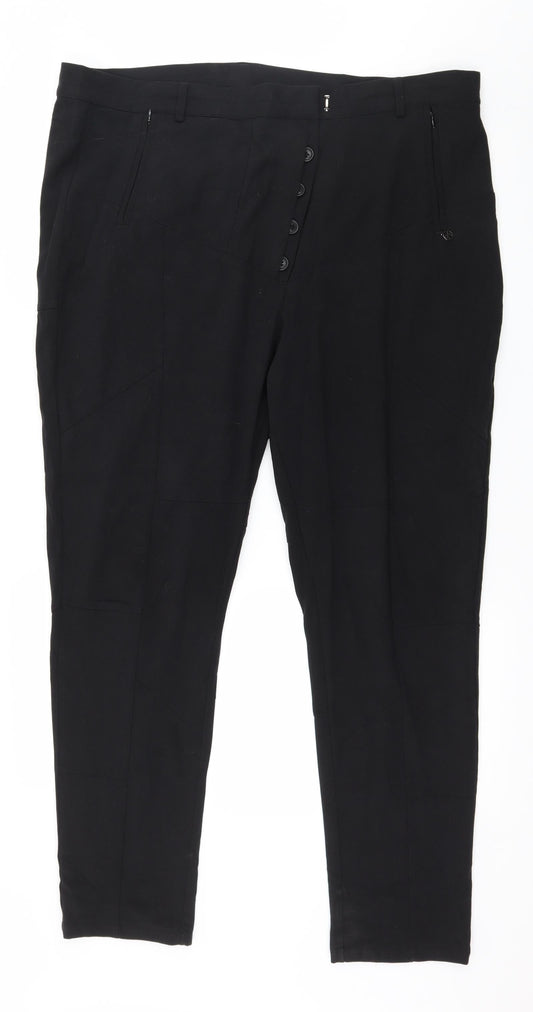 Plus Fine Womens Black   Trousers  Size 2XL L28 in