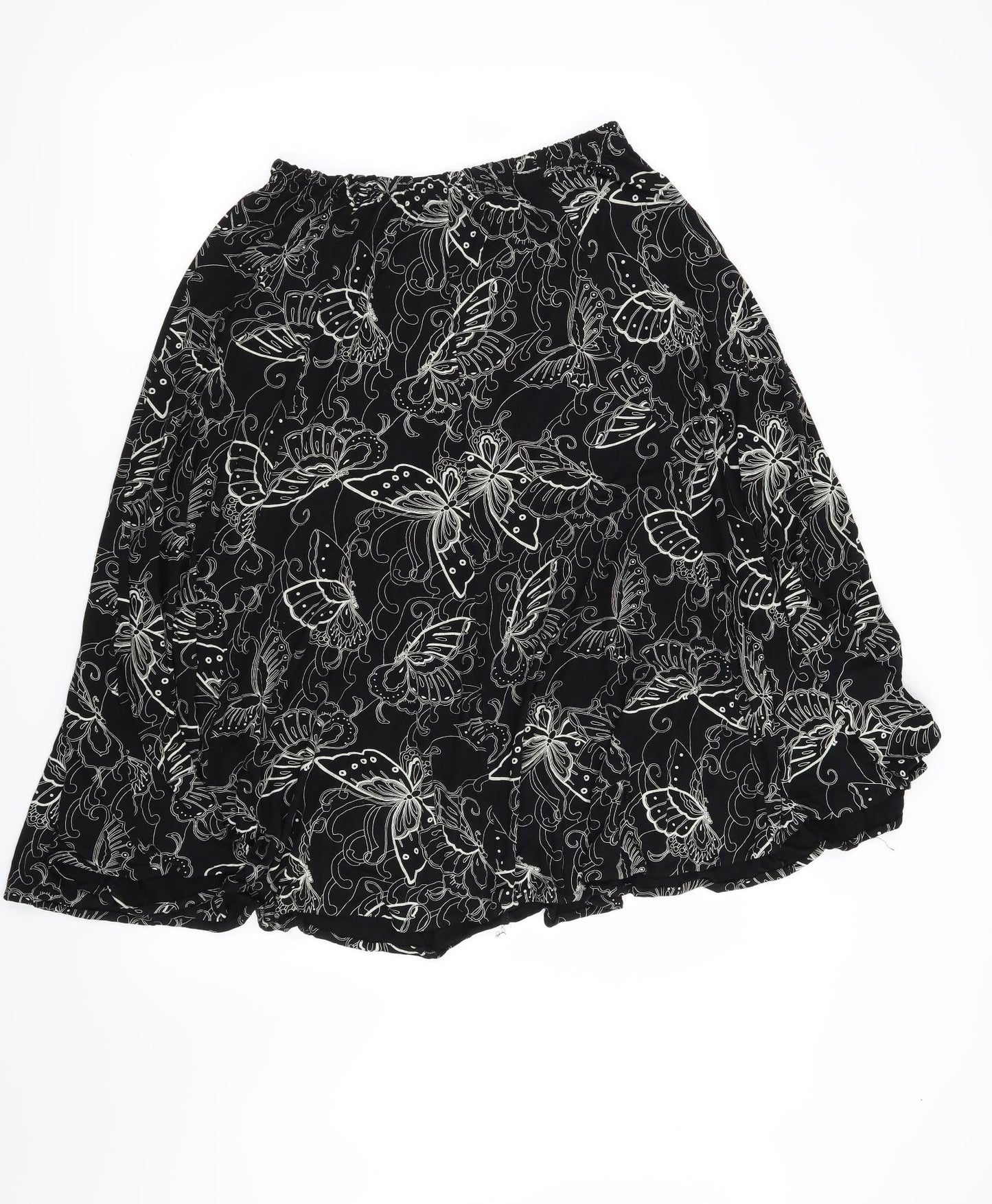 Preworn Womens Black   A-Line Skirt Size 36 in  - Butterflies