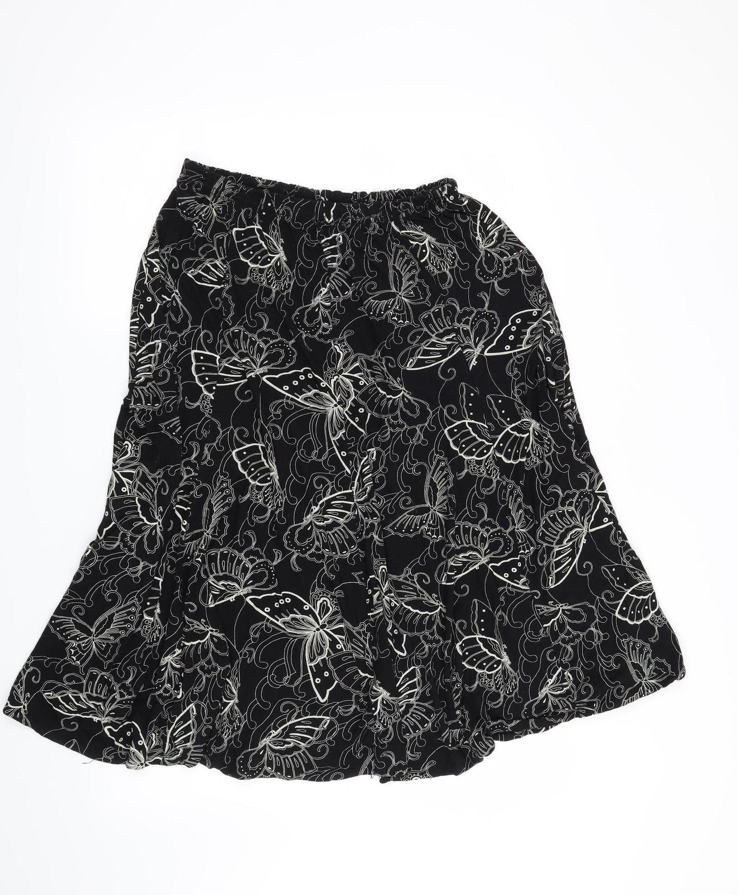 Preworn Womens Black   A-Line Skirt Size 36 in  - Butterflies