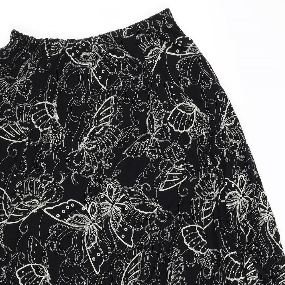 Preworn Womens Black   A-Line Skirt Size 36 in  - Butterflies