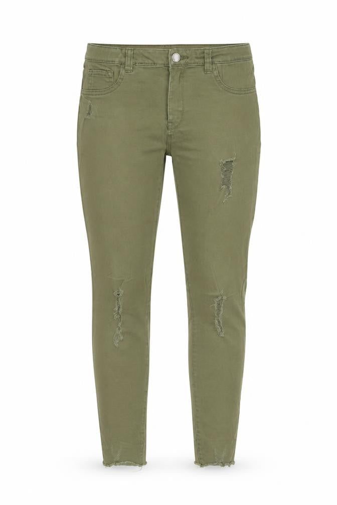 Front view of Denim CO girls’ green skinny jeans, size 13-14, years