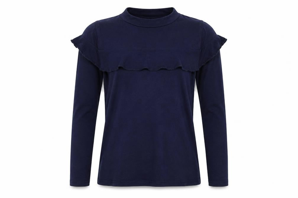 Front view of Candy Couture girls’ blue basic t-shirt, size 14, years