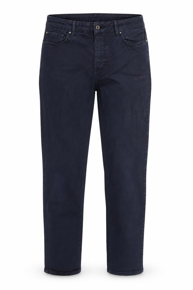 Front view of 1975 women’s blue straight jeans, size UK 10, 28-inch leg