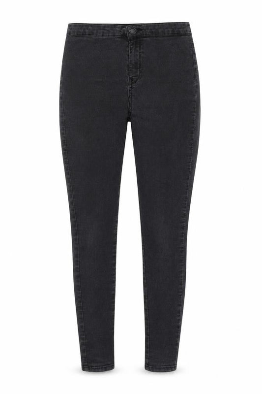 Front view of F&F women’s grey denim skinny jeans, size UK 28, in, 26.5-inch leg